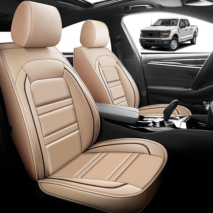 Car Seat Cover for Ford f150 2003-2025 | Car Seat Covers Front Seats, Waterproof Seat Protectors, Automotive Front Seat Covers (Front Seat, Beige)