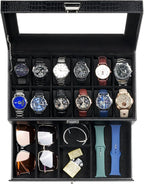 ProCase Watch Box, 12 Slot Mens Watch Case by ProCase