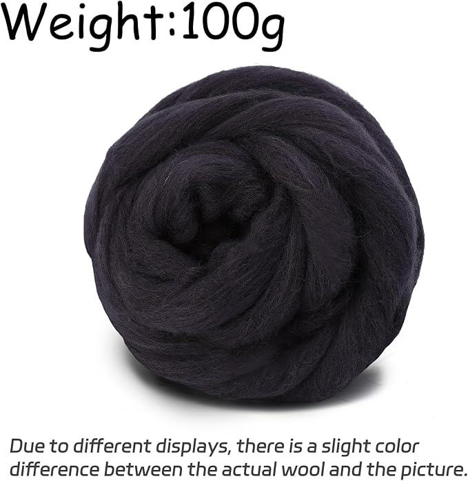3.53oz Wool Roving, Wool Felting Supplies, Pure Wools, Chunky Yarn, Spinning - Image 2