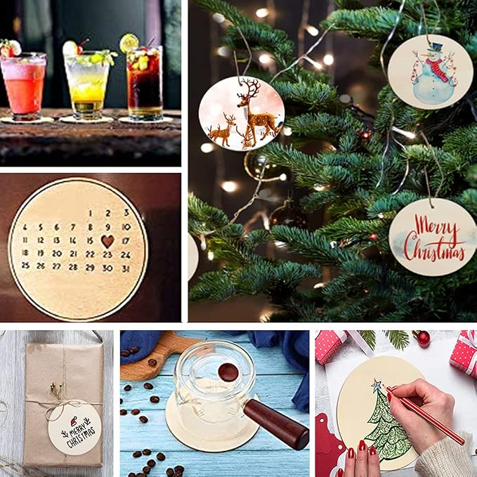 100 Pcs 3 Inch Wooden Circles, Unfinished Wood Circles Blank Round Disc Cutouts - Image 5