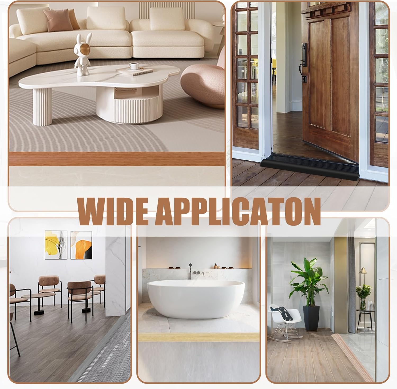 Floor Transition Strip Door Threshold 79" Floor Transition Reducer Trim on The Edges Threshold Strip Self Adhesive Suitable for Doorways, Tiles, Carpet