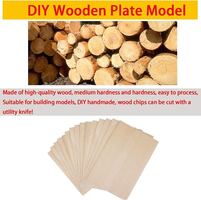 Basswood Sheets, 30 Pack Unfinished Wood, Rectangle Thin Plywood Wood Sheets - Image 3
