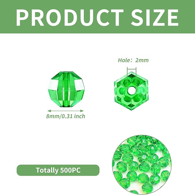 BONNY BOXX 500pcs 8mm Acrylic Faceted Round Crystal Beads Transparent Deep - Image 3