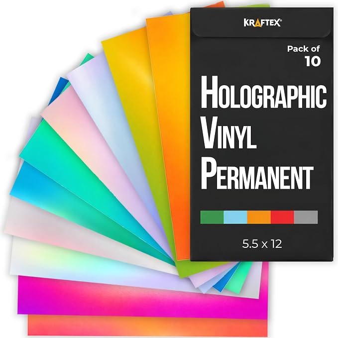 Holographic Vinyl Permanent Metallic Opal Vinyl Sheets Strong Foil Adhesive by Kraftex