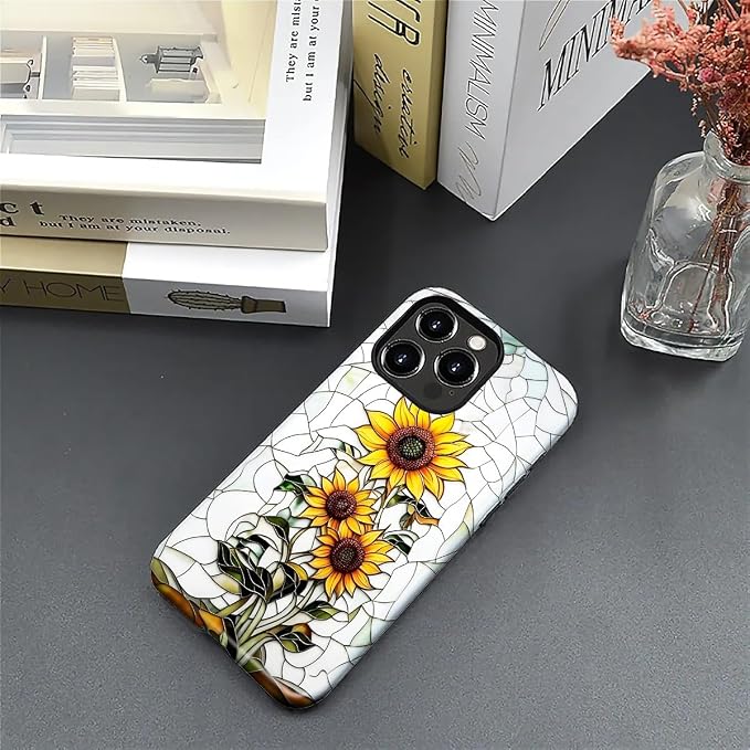 ZHEGAILIAN Case for iPhone 16 Pro Max, Sunflower Faux Stained Glass Effect - Image 4