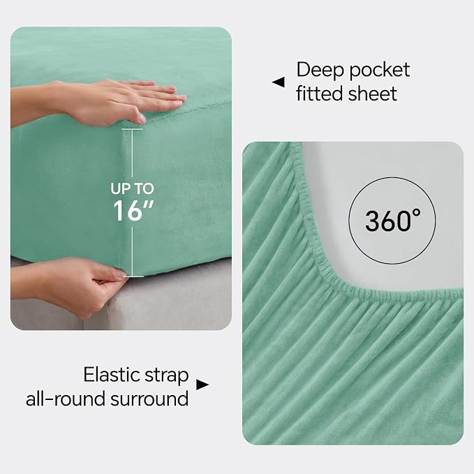 BEDELITE Flannel Sheets Queen Size Haze Blue - Image 4