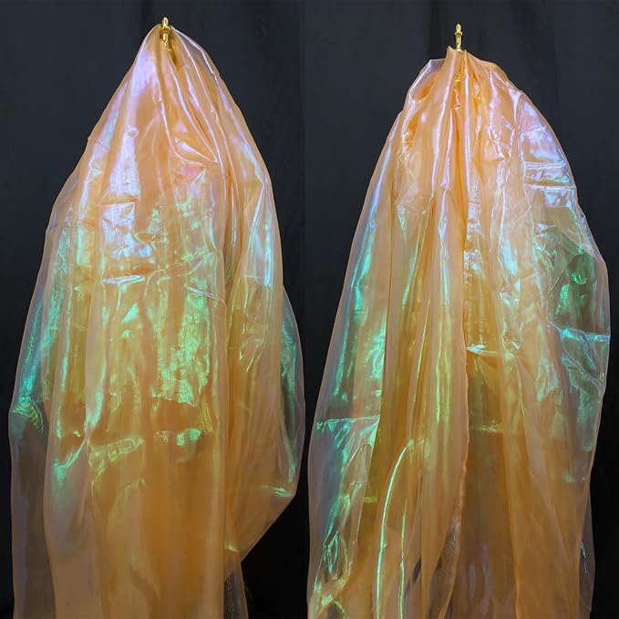 Orange Iridescent Organza Fabric - Image 5