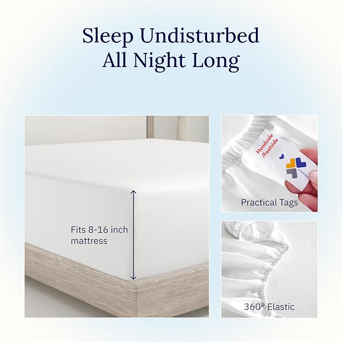 California Design Den King Size Fitted Sheet Antique White, Deep Pocket Soft - Image 7