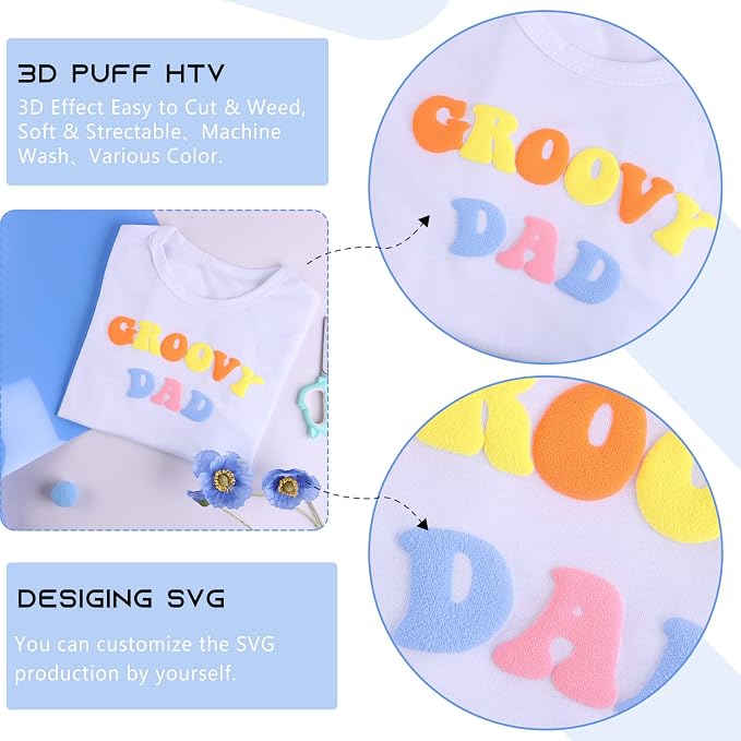 Tintnut Cornflower Blue Puff Heat Transfer Vinyl Roll, easy cut & weed - Image 3