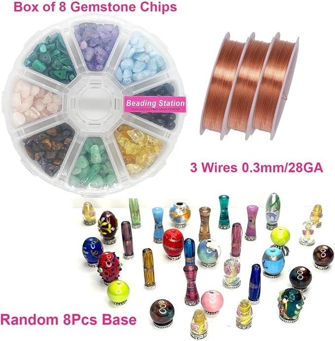 Set of 8 Wire Wrapped Liitle Tree of Lifes DIY Making Kit. Box of 8 Color - Image 4