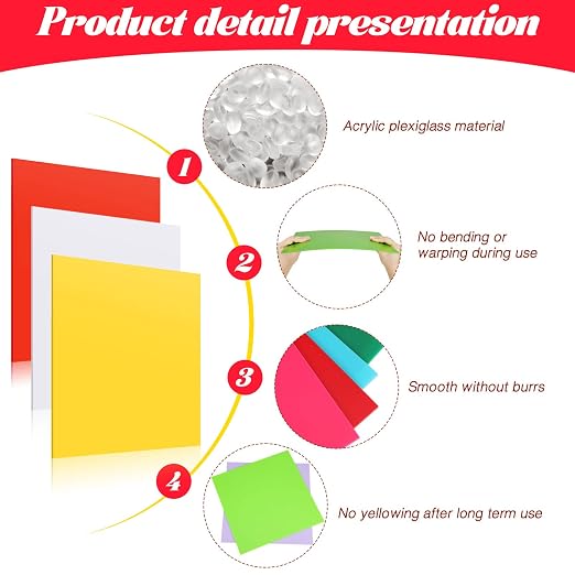 Macarrie 10 Pack Colored Opaque Acrylic Sheets, 1/8" Thick Colored Plastic Panel - Image 3