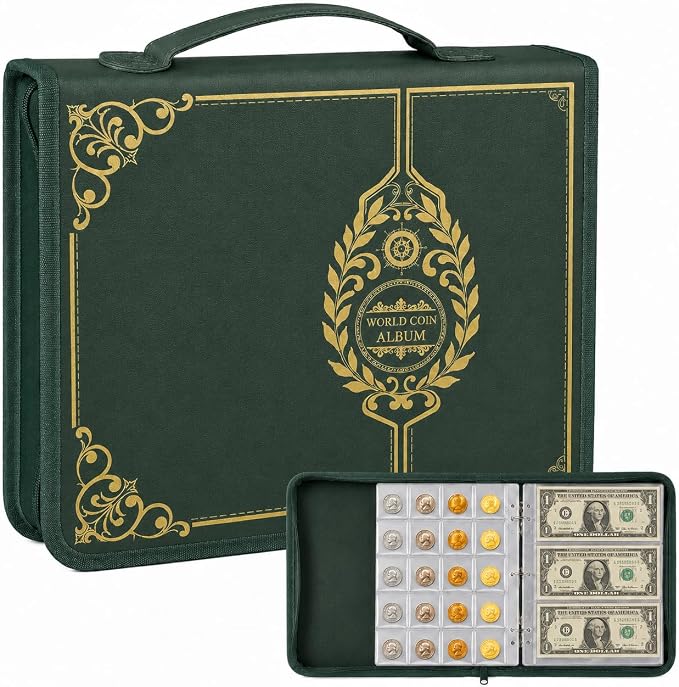 Coin Collection Book Holder for Collectors, 200 Pockets Collecting Album& 30 by Ankhohstoragehardcase