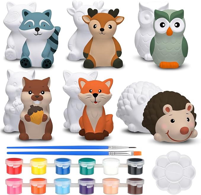 Gemscream 6 Sets Animal Painting Craft Kits Wild Animal Ceramics to Paint by Gemscream
