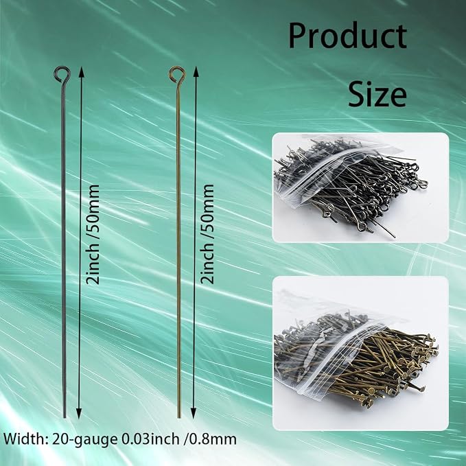 600 Pieces 2 Inch Eye Pins for Jewelry Making DIY, Straight Pins Jewelry Making - Image 2