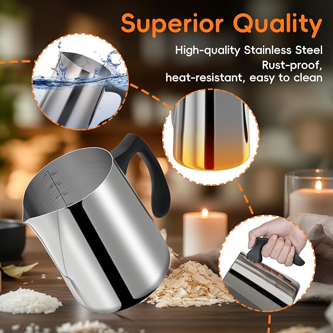 CasaCulina Candle Making Pouring Pot, 32oz Stainless Steel Wax Melting Pot - Image 4