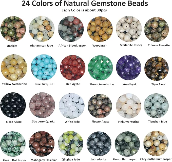720pcs 6mm Natural Round Stone Beads Gemstone Beading Hole Size 1mm Crystal - Image 2