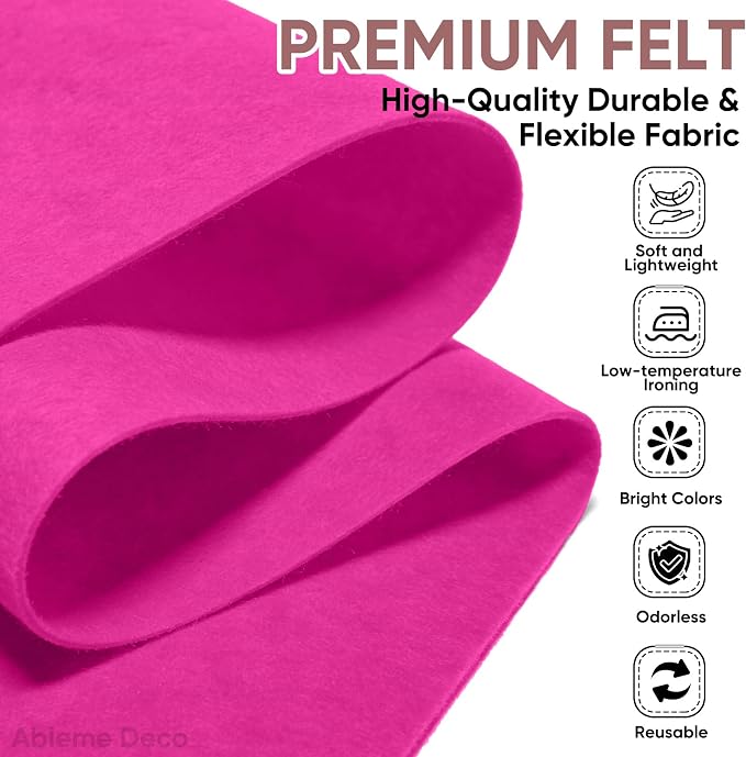 Soft Felt Fabric Sheet 18" x 36", 1.6mm Acrylic Craft Felt, Fuchsia | Soft - Image 2