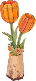 rowood Orange Tulip Wooden Flower, DIY Artifical Flower Building Set Craft Kit by RowoodAssembleArtDecorateLife