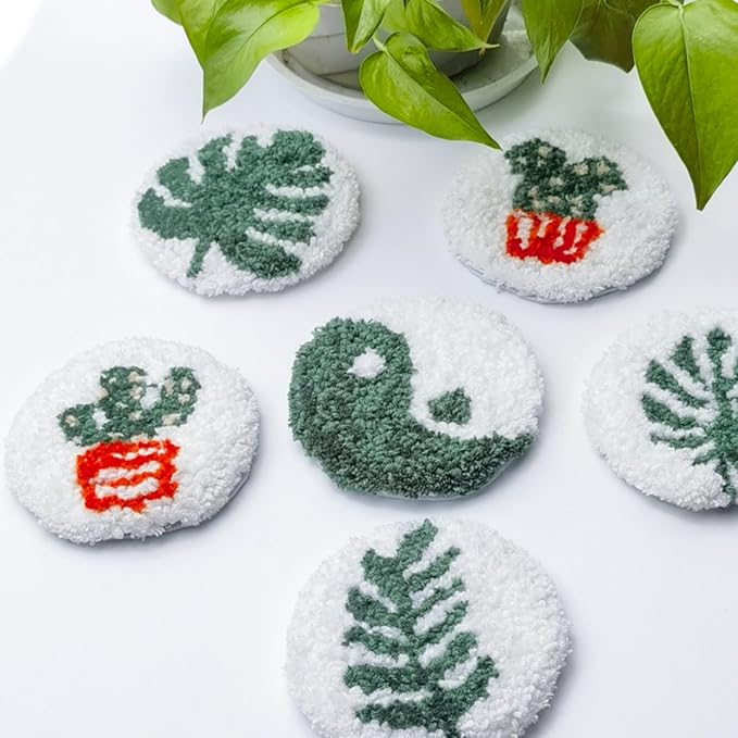 Avtytsda 6PCS Punch Needle Coaster Kit, Easy Punch Needle DIY Embroidery Set - Image 5