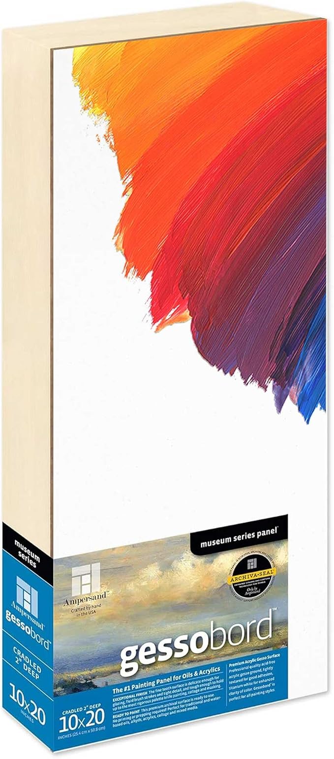 Ampersand Art Supply Museum Series Gessobord | 10x20 | 2" Cradled Profile | by AmpersandArtSupply