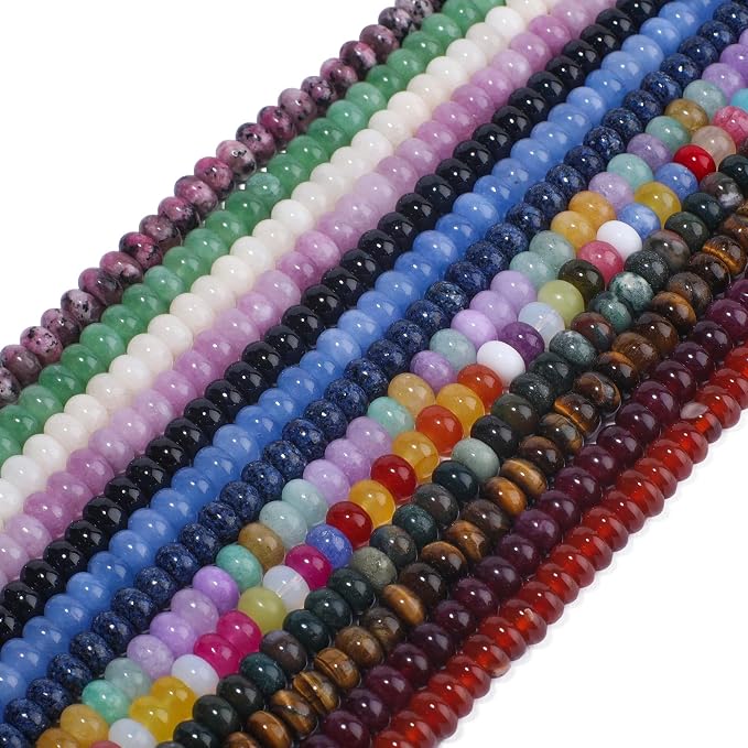 Songxi 5x8mm Natural Yellow Angel Stone Rondelle Beads, Gemstone - Image 4