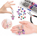 180Pcs DIY Angel Pendant Keychains Kit Includes Alloy Wing Spacer Imitated Bead - Image 5