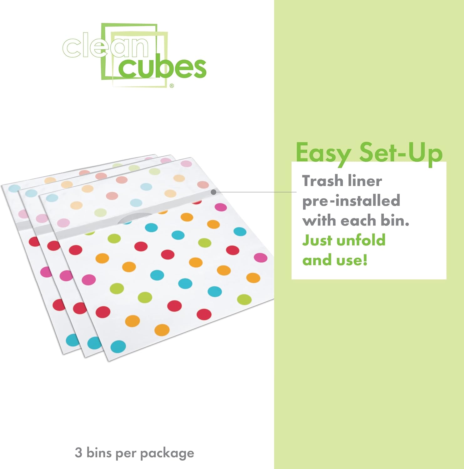 13 Gallon Disposable Pop-Up Trash Cans (3-Pack) with Fitted Bags – Foldable Garbage & Recycling Bins for Parties, Events & Kitchen (Polka Dot, 17" H x 13.5" W x 10" D)