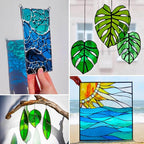 LITMIND 12 Sheets Smooth Transparent Stained Glass Sheets Blue & Green Gradient - Image 3