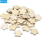 PATIKIL 25mm Wooden Flowers, 50 Pack Unfinished Wood Flowers Blank Wooden - Image 3