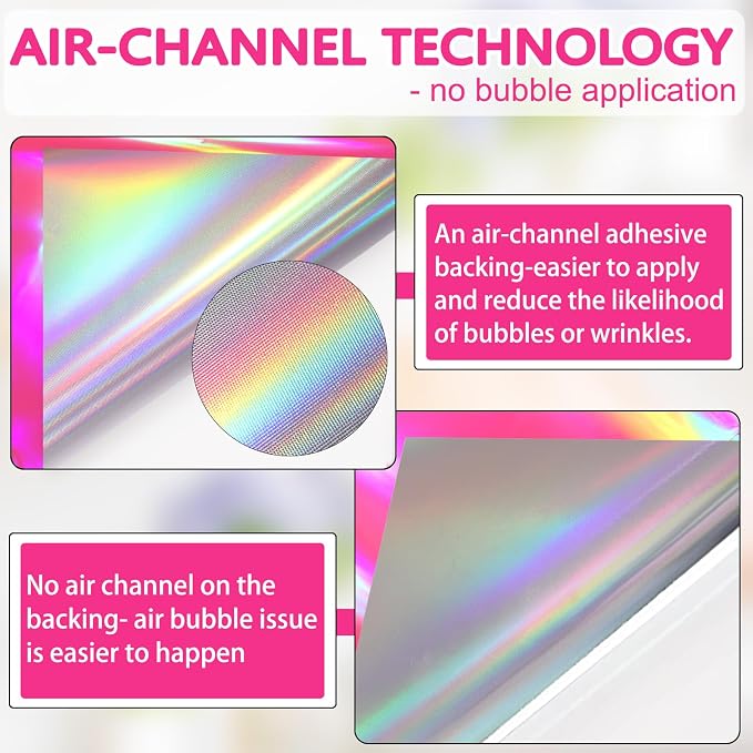 WRAPXPERT Holographic Vinyl Roll Pink, Holographic Permanent Vinyl Glossy - Image 7