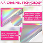 WRAPXPERT Holographic Vinyl Roll Pink, Holographic Permanent Vinyl Glossy - Image 7