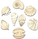 200 pcs Mixed Styles Sea Shell Theme Unfinished Wooden Cutout Charms Conch - Image 9