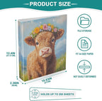 Highland Cow Round Ring Binders 1.5 Inch Cowboy Flower 3 Ring Clipboard Binder - Image 4