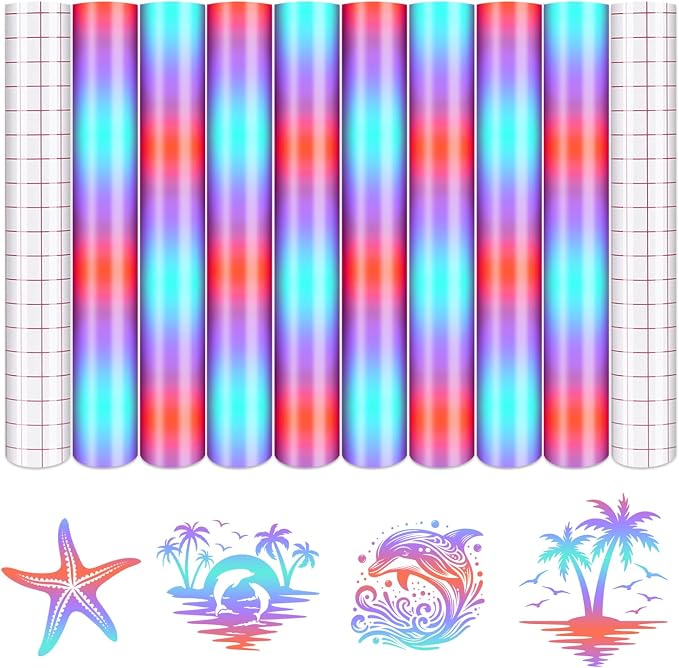 Tintnut Gradient Permanent Vinyl 8 Pcs12x10in Purple Blue Adhesive Vinyl | by Tintnut
