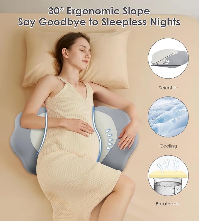 Memory Foam Pregnancy Pillows for Sleeping, Side Sleeper Maternity Pillow - Image 8