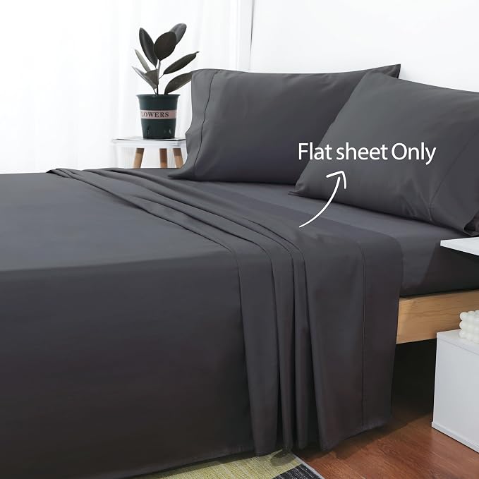 Cotton King Flat Sheet Only, 600 Thread Count 100% Egyptian Cotton Top Sheet - Image 2