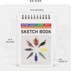 BEECHMORE BOOKS 5.6"x8.5" Spiral Sketchbook – 140 GSM Acid-Free Paper, 100 - Image 4