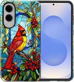 for Samsung Galaxy S25 Edge Case, Stained Glass Cardinal Bird Pattern Glossy 2 - Image 2