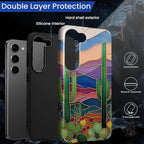 for Samsung Galaxy S23 Plus Case, Stained Glass Cactus Pattern Glossy 2 in 1 - Image 3