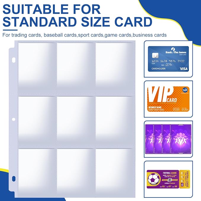 1080 Pockets Card Sleeves Binder Sheets, 9 Pocket Card Sleeves - Image 4