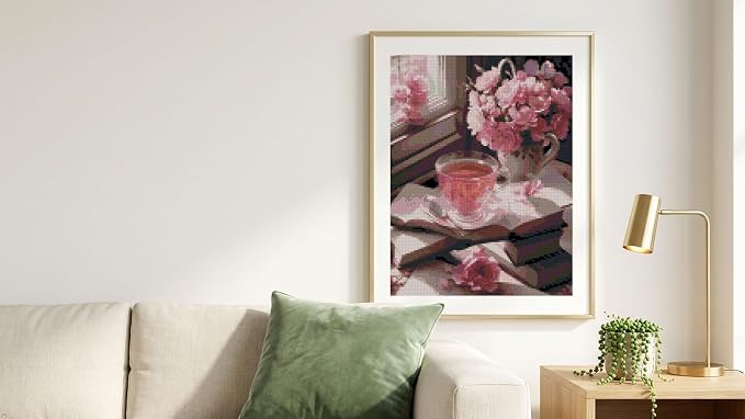 Books and Flowers Stamped Cross Stitch Kits，Flower Embroidery Starter Kit - Image 4