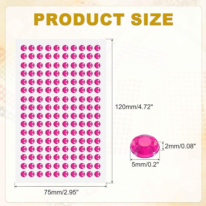 HARFINGTON 5 Sheet/800pcs Rhinestone Adhesive Stickers Self Adhesive Acrylic - Image 2