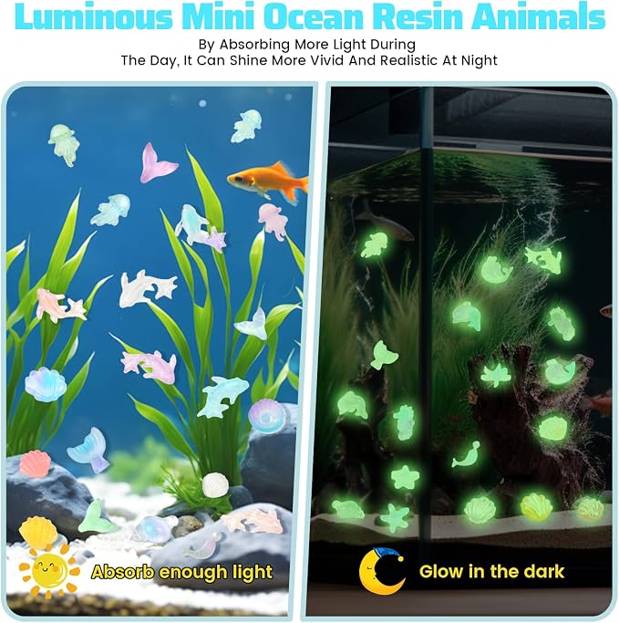 300pcs Luminous Mini Ocean Resin Animals Tiny Resin Sea Animal Figurines To - Image 3