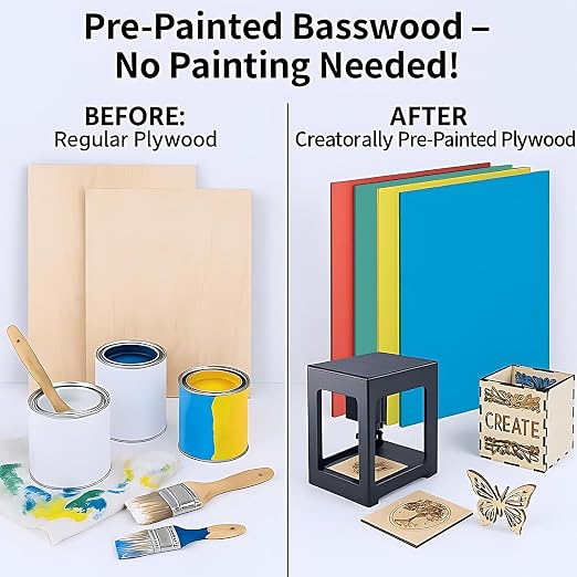 8 Pack Pre-Painted Colored Plywood Sheets, 11.7"x8.3"x1/8" Basswood - Image 8