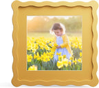 8x8 Picture Frame with Mat for 6x6, Wavy Edge Wooden Real Glass Photo Frame for by THKRLOF
