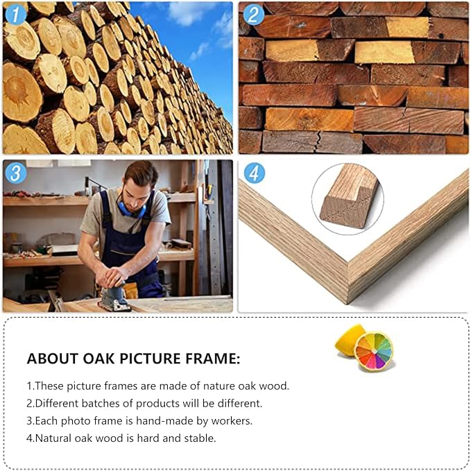 ATOBART 8x10 Set of 2 Oak Wood Picture Frame Solid Wooden Photo Frame Natural - Image 5
