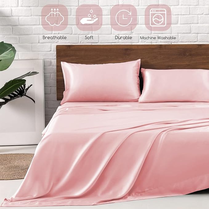 MR&HM Satin Bed Sheets, Twin XL Size Sheets Set - Image 5