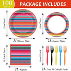 100PCS Mexican Fiesta Plates and Napkins Sets 5 Mayo Plates Mexican Fiesta - Image 2