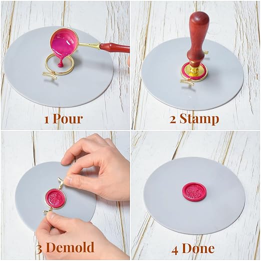 5PCS Metal Wax Seal Molds for 1 Inch Stamp, Rings Set - Image 5