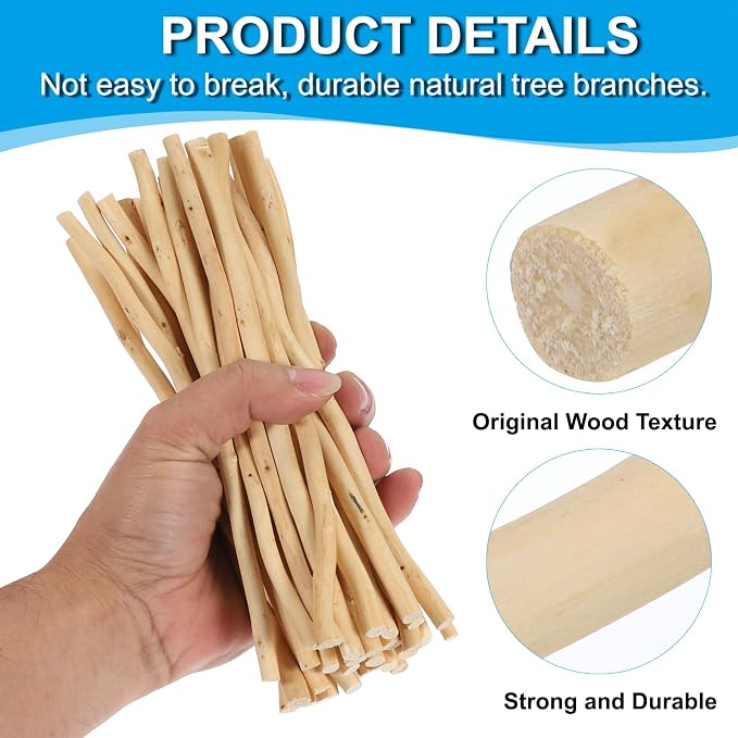 PATIKIL 50 Pcs / 2 Size Wood Log Sticks, 0.2-0.5inch in Diameter Natural - Image 3